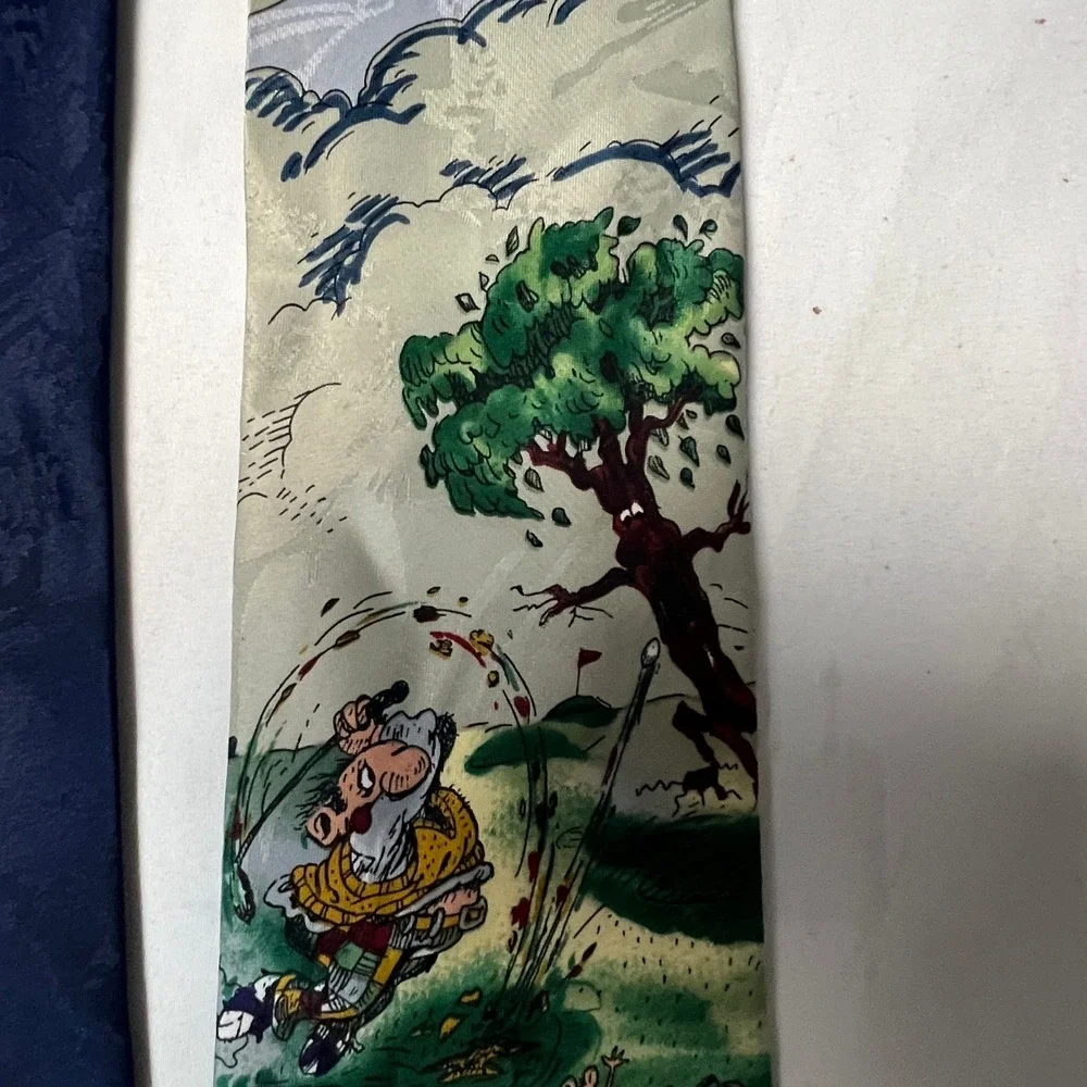 Balancine Hot Cakes Gary Patterson Golf Cartoon Novelty Tie 